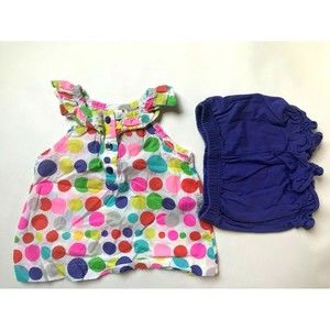 Girl's Size 6 M 3-6 Month Two Piece Carter's White Polka Dot Top, Bloomer Shorts
